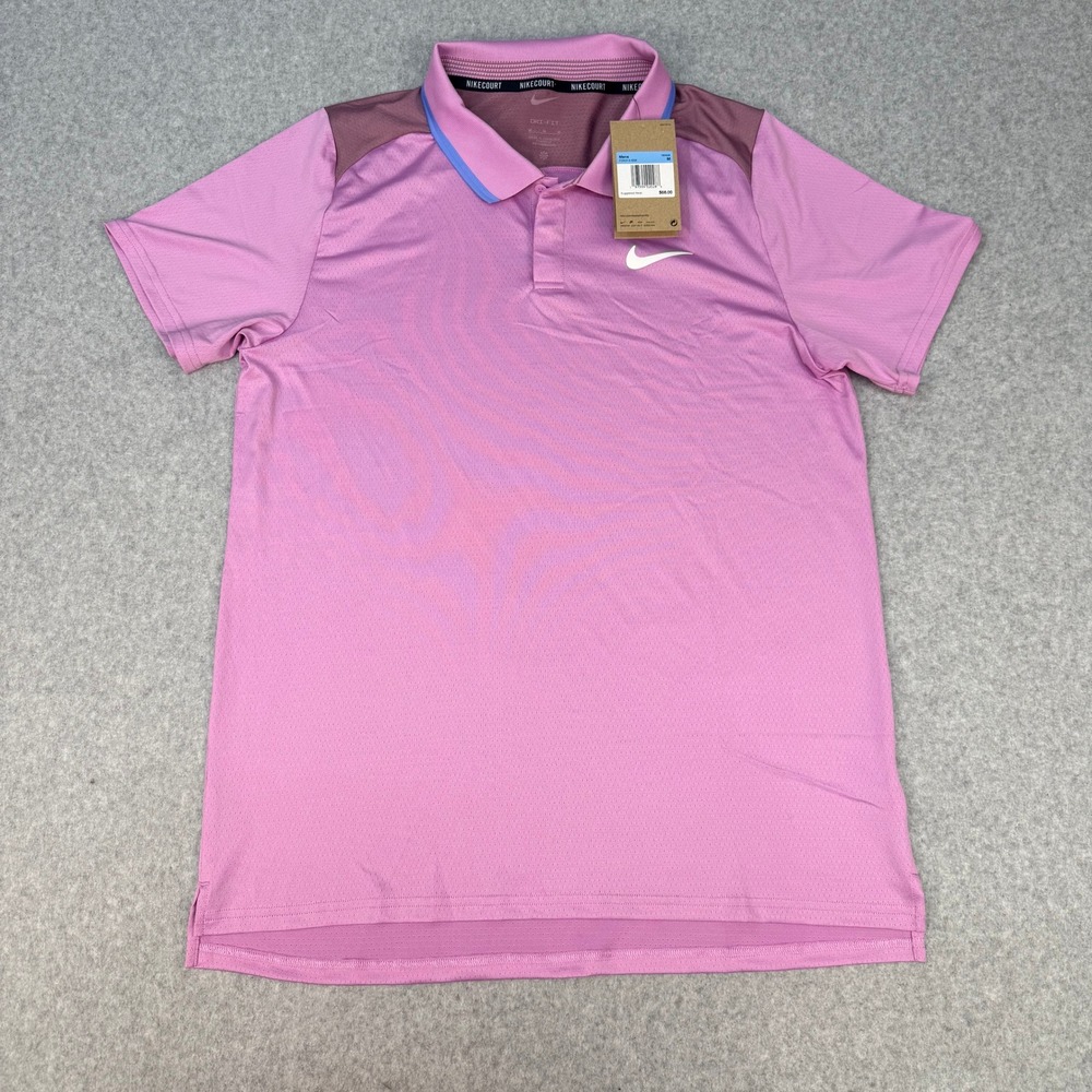 NikeCourt Dri-FIT Advantage Tennis Polo Mens Medium Pink FD5314-632 NWT
